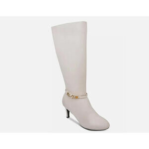 KAREN SCOTT Womens Ivory Chain Wide Calf Hanna Almond Kitten Heel Boots 6.5 M WC